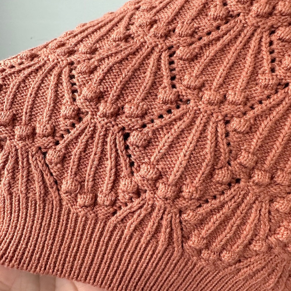 Driftwood Cardigan Women Size M Spice Orange Textured Shell Knit Balloon Sleeve - Picture 8 of 9